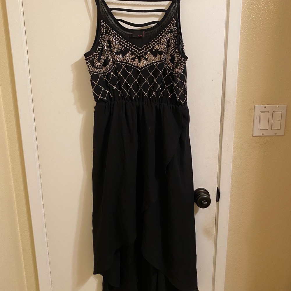 Lightly worn Kali High Low Dress - Black with Silver Accents Size L